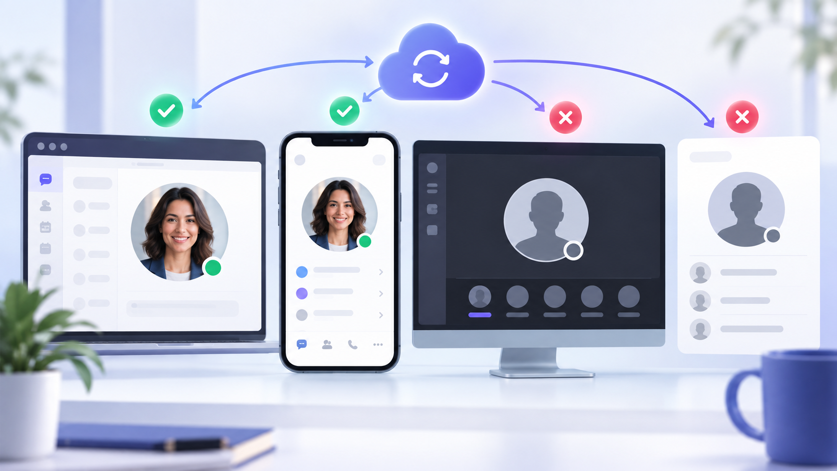 Four-state diagnosis for a Microsoft Teams profile photo that has updated in some locations but not others